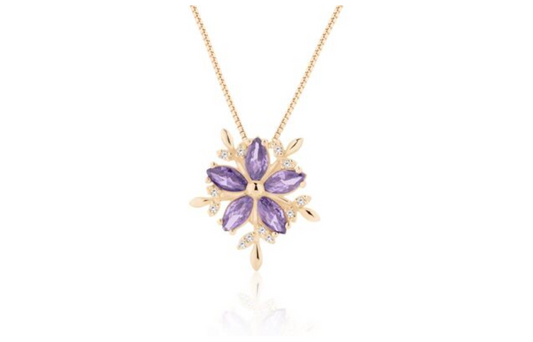 Amethyst and Cubic Zirconia Flower Necklace
