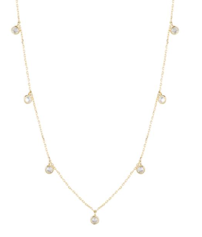 Gold Plated Choker Necklace - 18k Gold Plated with Cubic Zirconia Gemstones