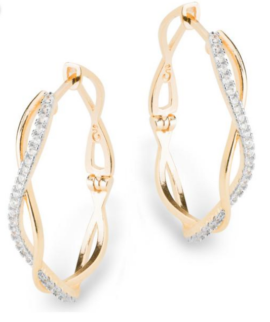 Infinity Hoop Earrings - 18K Gold Plated with Cubic Zirconias