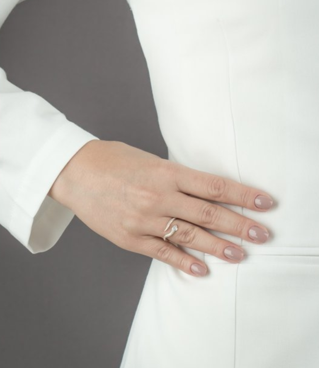 Snake Ring with Cubic Zirconias and 18k Gold Plating
