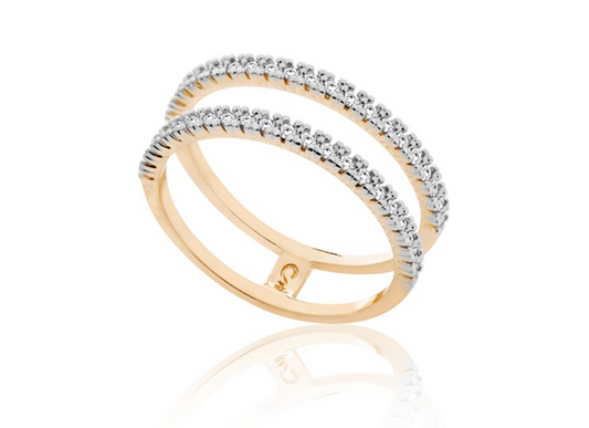 Tower Ring - 18K Gold Plated with Cubic Zirconia