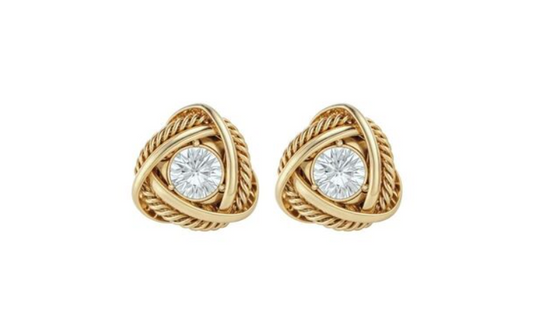 Triangle Rope Studded Earrings - 18k Gold Plated with Cubic Zirconia
